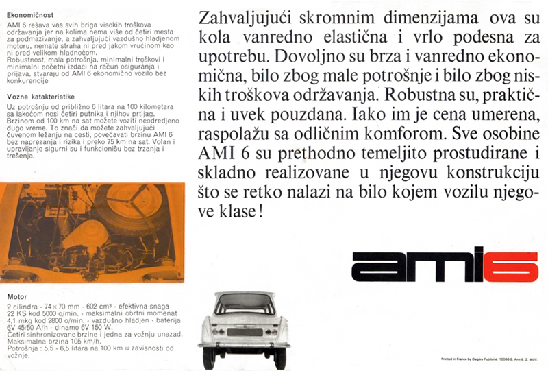 Citro�n Tomos 1966 Ami 6 brochure