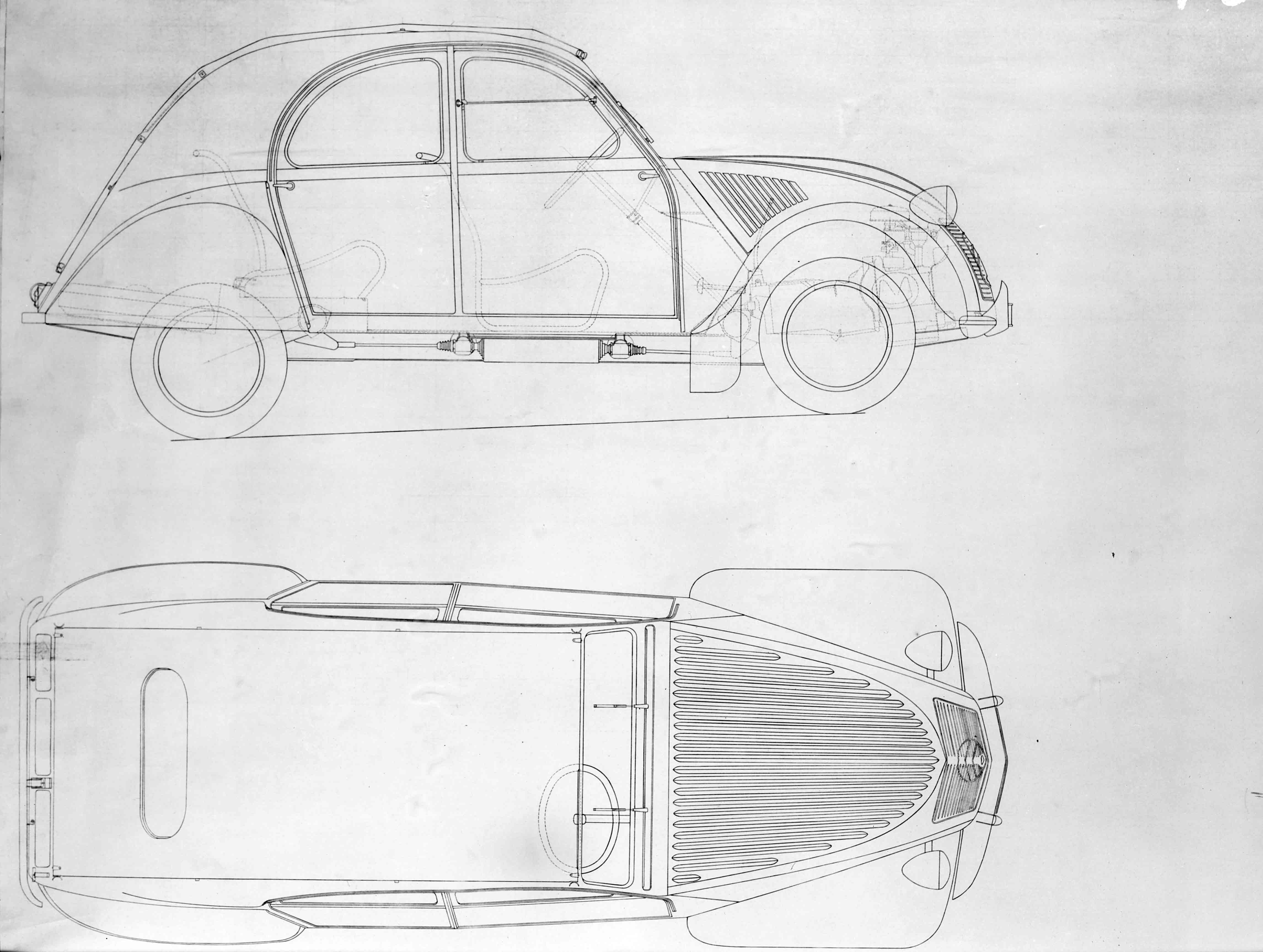 Line drawings of the 2CV