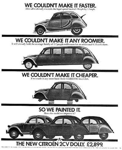 Citro n Publicity GB 2CV Dolly newspaper ads